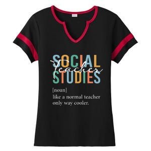 Funny Social Studies Teacher Definition Ladies Halftime Notch Neck Tee