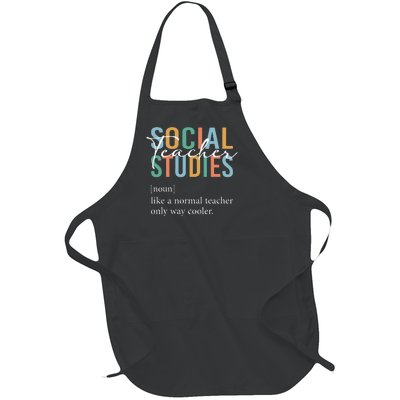 Funny Social Studies Teacher Definition Full-Length Apron With Pockets