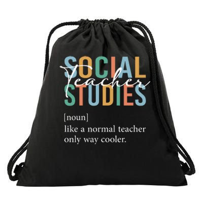 Funny Social Studies Teacher Definition Drawstring Bag