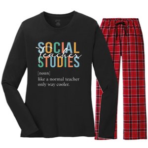 Funny Social Studies Teacher Definition Women's Long Sleeve Flannel Pajama Set 