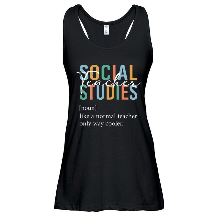 Funny Social Studies Teacher Definition Ladies Essential Flowy Tank