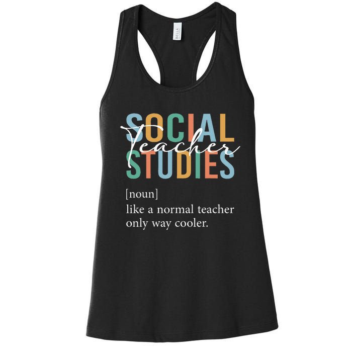 Funny Social Studies Teacher Definition Women's Racerback Tank