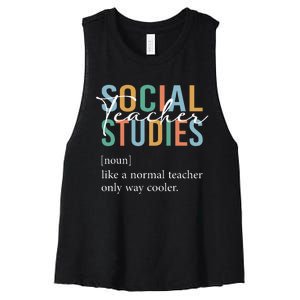 Funny Social Studies Teacher Definition Women's Racerback Cropped Tank