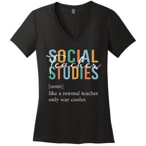 Funny Social Studies Teacher Definition Women's V-Neck T-Shirt