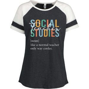 Funny Social Studies Teacher Definition Enza Ladies Jersey Colorblock Tee