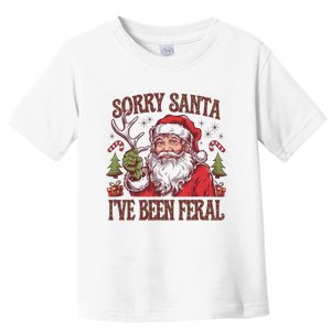 Funny Sorry Santa IVe Been Feral Raccoon Christmas Holiday Toddler T-Shirt