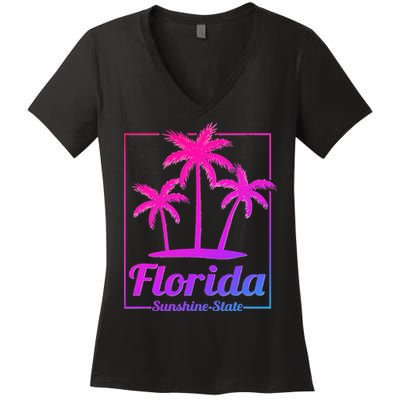 Florida Sunshine State Retro Look Women's V-Neck T-Shirt