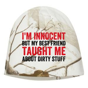 Funny Sarcastic Shirt I'm Innocent But My Best Friend Taught Me About Dirty Kati - Camo Knit Beanie