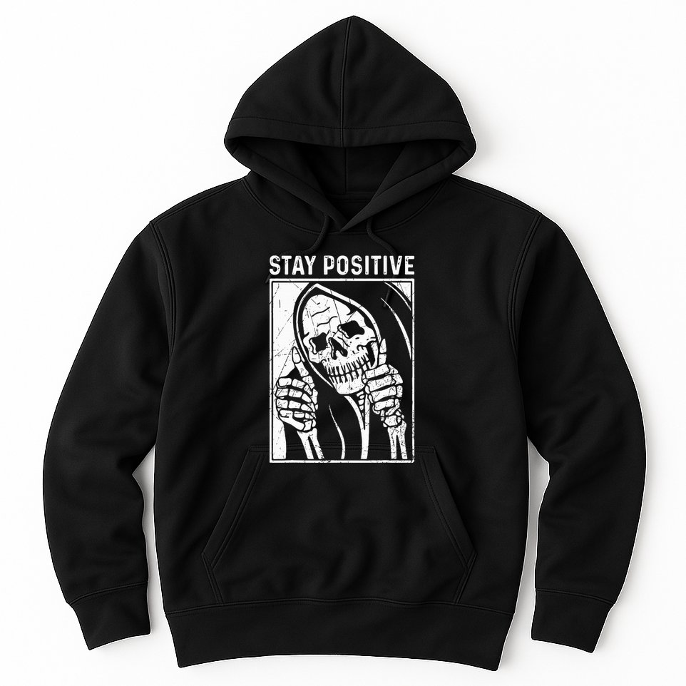 Funny Skull Stay Positive Skeleton Halloween Motivational Hoodie
