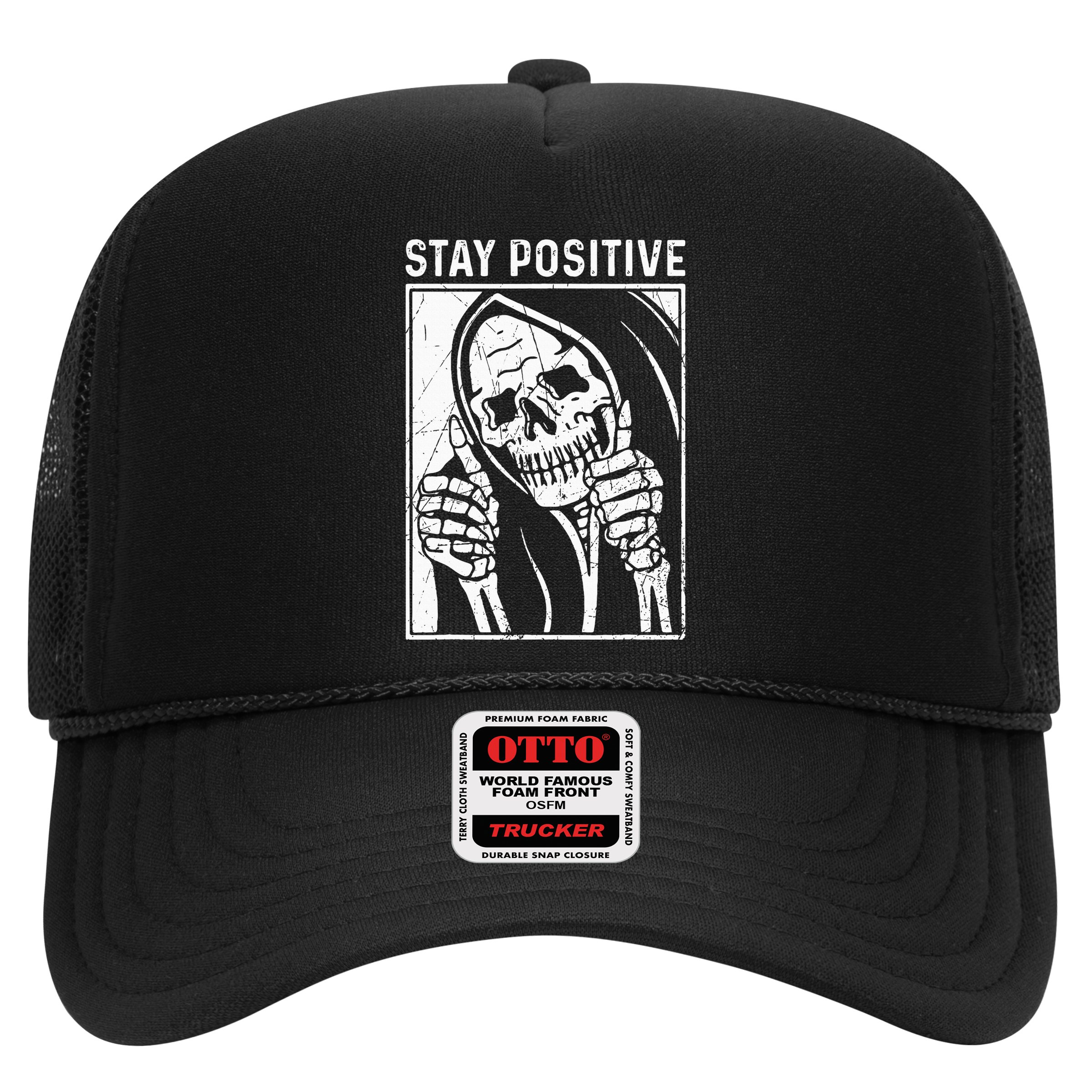 Funny Skull Stay Positive Skeleton Halloween Motivational Hat