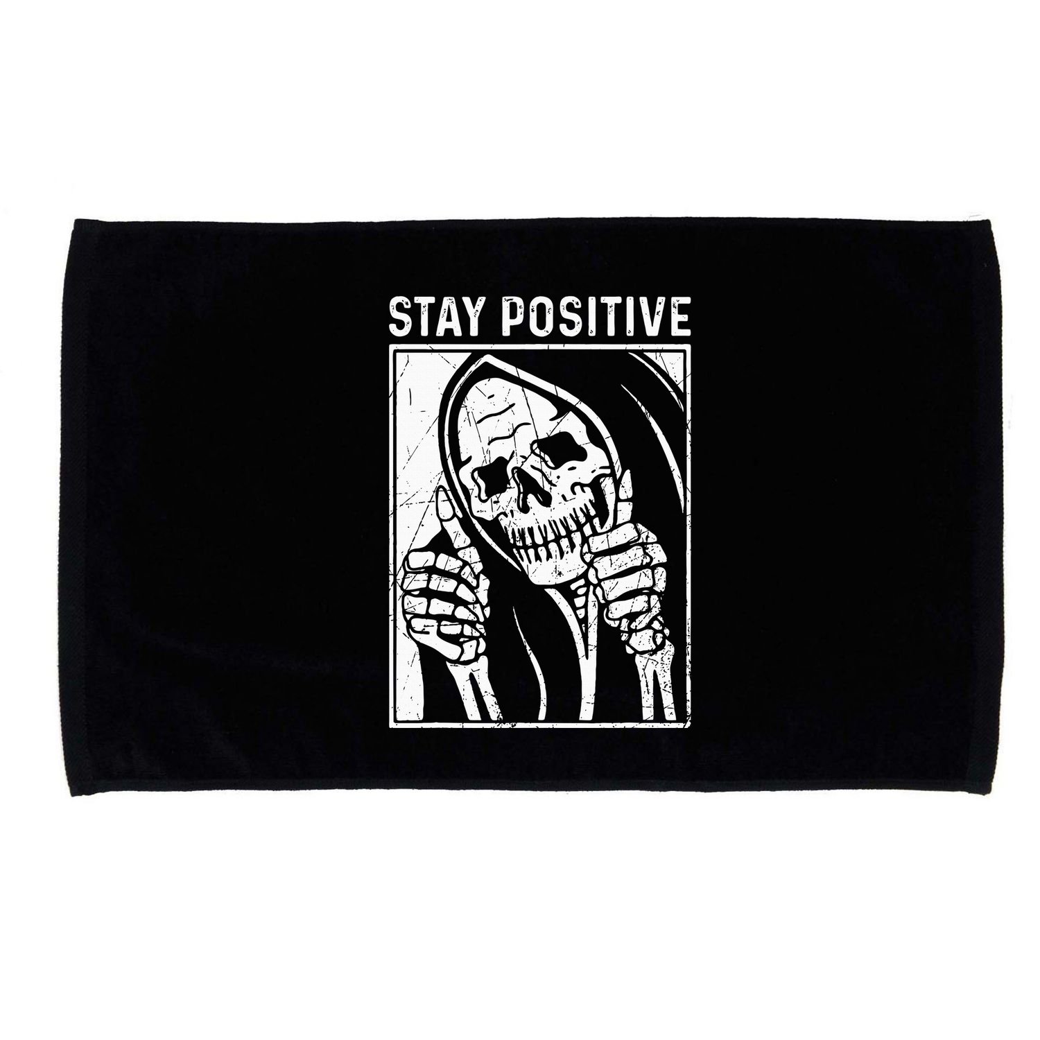 Funny Skull Stay Positive Skeleton Halloween Motivational Microfiber Hand Towel