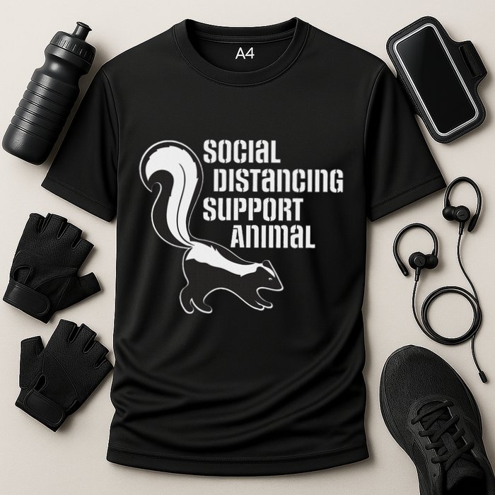 Funny Sarcastic Social Distancing Support Expert Pet Skunk Cooling Performance Crew T-Shirt