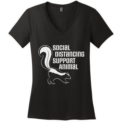Funny Sarcastic Social Distancing Support Expert Pet Skunk Women's V-Neck T-Shirt