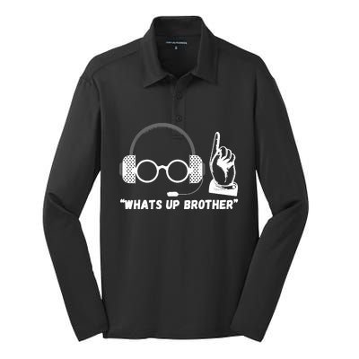 Funny Sketch Streamer Whats Up Brother Silk Touch Performance Long Sleeve Polo