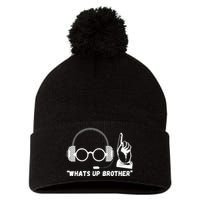 Funny Sketch Streamer Whats Up Brother Pom Pom 12in Knit Beanie