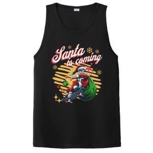 Funny Skateboard Santa Claus Is Coming Merry Christmas Great Gift PosiCharge Competitor Tank