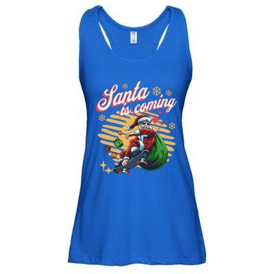 Funny Skateboard Santa Claus Is Coming Merry Christmas Great Gift Ladies Essential Flowy Tank