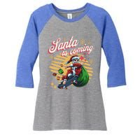 Funny Skateboard Santa Claus Is Coming Merry Christmas Great Gift Women's Tri-Blend 3/4-Sleeve Raglan Shirt