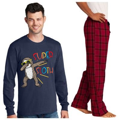 Funny Super Sloth Superhero Dabbing Dance Move Dab Long Sleeve Pajama Set