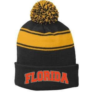 Florida State Sports Logo Stripe Pom Pom Beanie