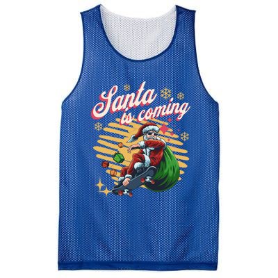 Funny Skateboard Santa Claus Is Coming Merry Christmas Gift Mesh Reversible Basketball Jersey Tank