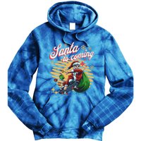 Funny Skateboard Santa Claus Is Coming Merry Christmas Gift Tie Dye Hoodie