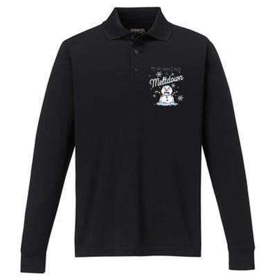 Funny Snow Sarcastic Puns IM Having A Meltdown Snow Gift Performance Long Sleeve Polo