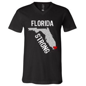 Florida Strong Support For Miami Distressed State V-Neck T-Shirt