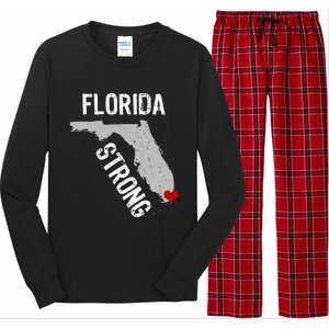 Florida Strong Support For Miami Distressed State Long Sleeve Pajama Set