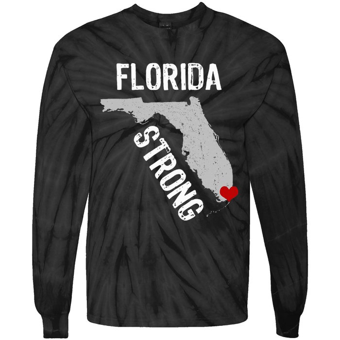 Florida Strong Support For Miami Distressed State Tie-Dye Long Sleeve Shirt