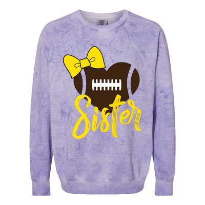 Football Sister Shirts Football Sister Bow Shirts Yellow Gold Colorblast Crewneck Sweatshirt