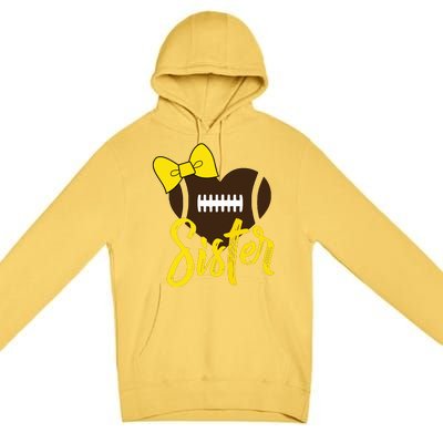 Football Sister Shirts Football Sister Bow Shirts Yellow Gold Premium Pullover Hoodie