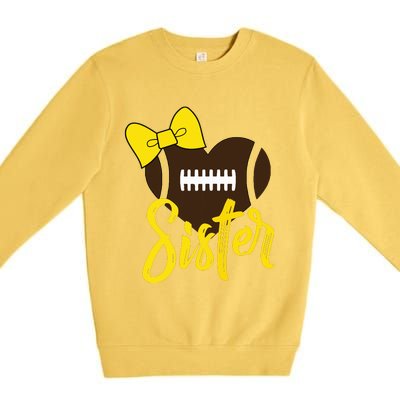 Football Sister Shirts Football Sister Bow Shirts Yellow Gold Premium Crewneck Sweatshirt