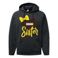 Football Sister Shirts Football Sister Bow Shirts Yellow Gold Performance Fleece Hoodie