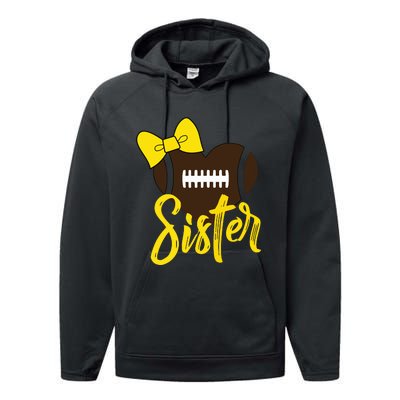 Football Sister Shirts Football Sister Bow Shirts Yellow Gold Performance Fleece Hoodie