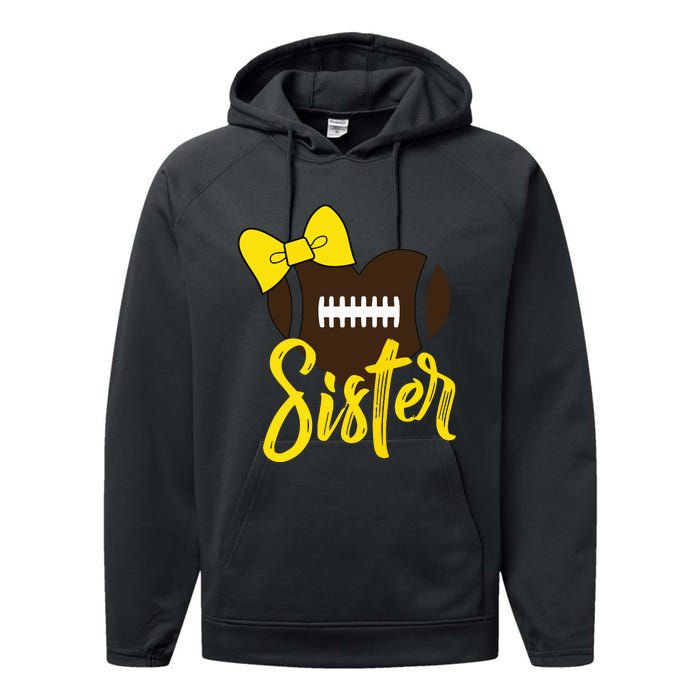 Football Sister Shirts Football Sister Bow Shirts Yellow Gold Performance Fleece Hoodie