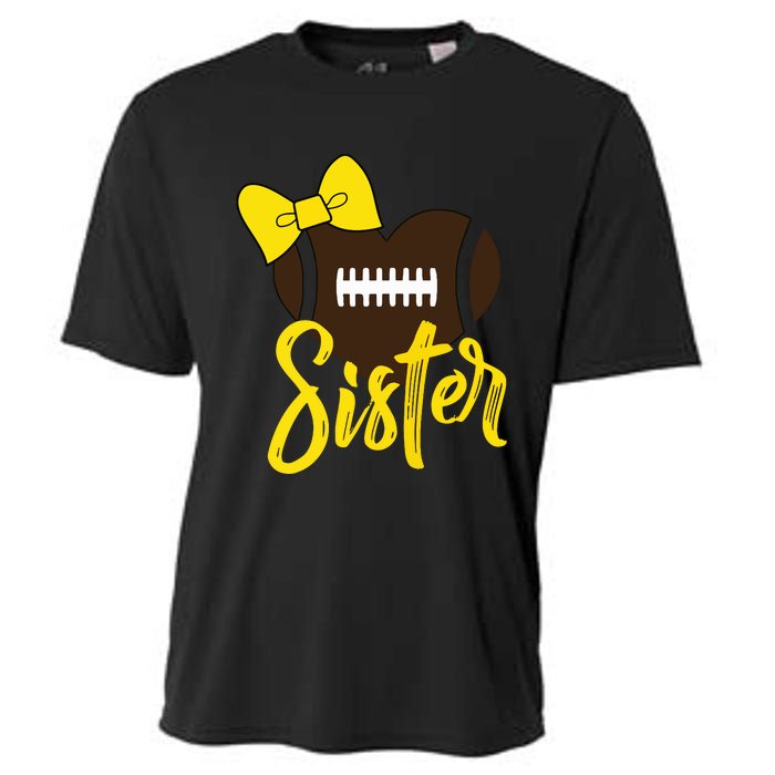 Football Sister Shirts Football Sister Bow Shirts Yellow Gold Cooling Performance Crew T-Shirt