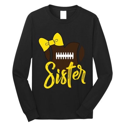 Football Sister Shirts Football Sister Bow Shirts Yellow Gold Long Sleeve Shirt