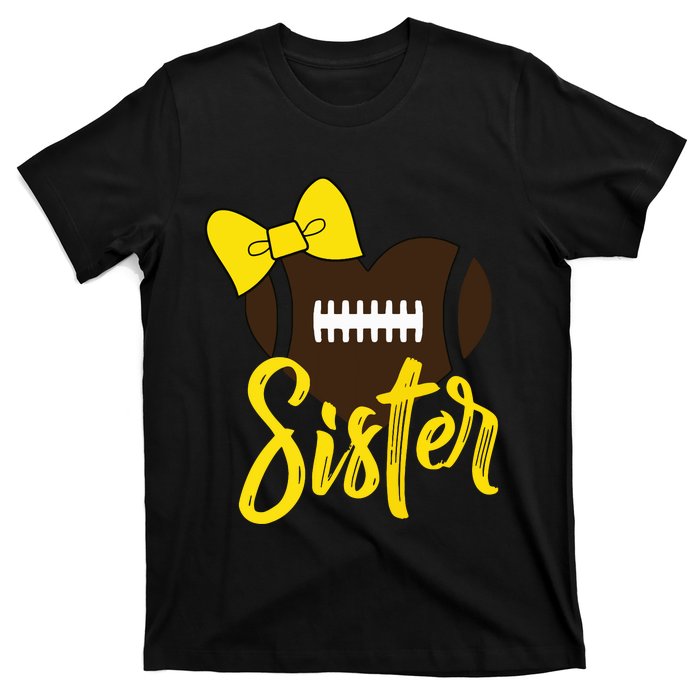 Football Sister Shirts Football Sister Bow Shirts Yellow Gold T-Shirt