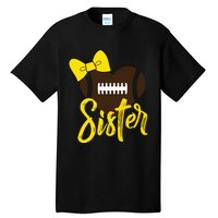 Football Sister Shirts Football Sister Bow Shirts Yellow Gold Tall T-Shirt