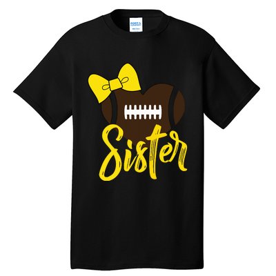 Football Sister Shirts Football Sister Bow Shirts Yellow Gold Tall T-Shirt