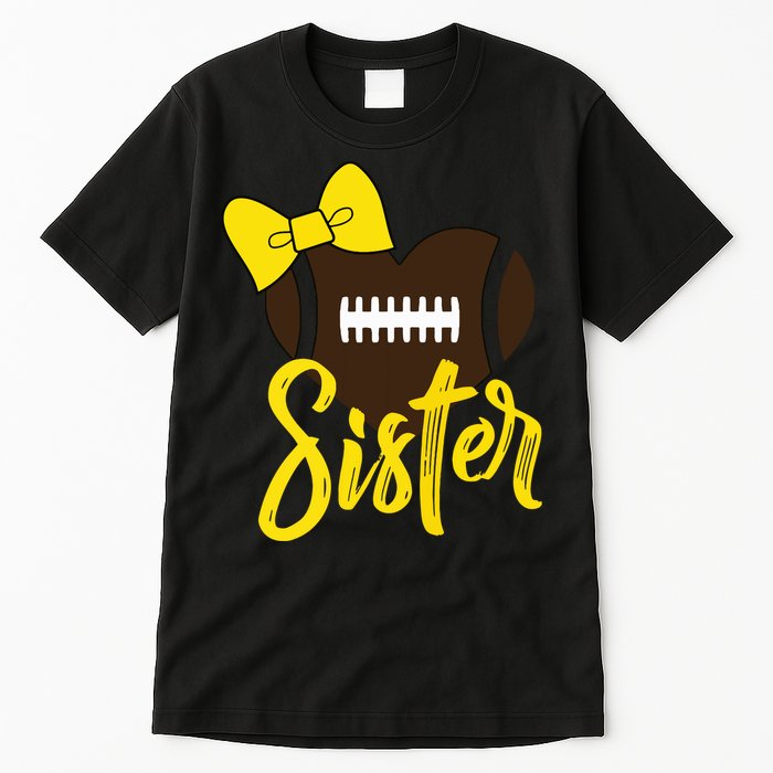 Football Sister Shirts Football Sister Bow Shirts Yellow Gold Tall T-Shirt