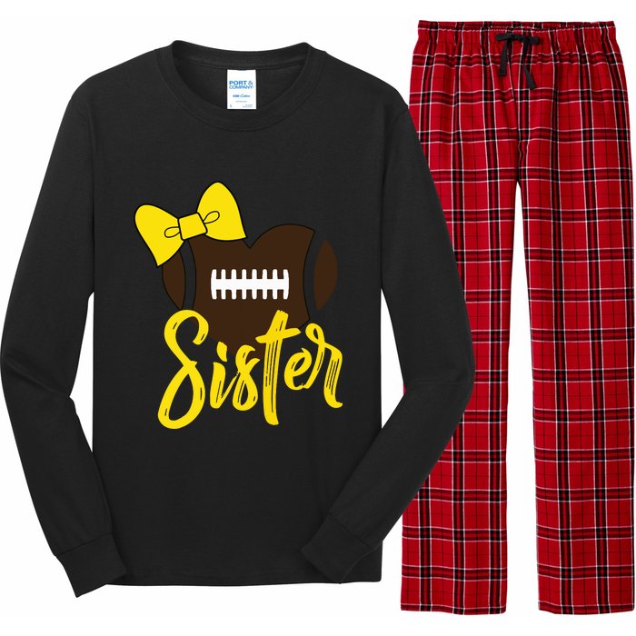 Football Sister Shirts Football Sister Bow Shirts Yellow Gold Long Sleeve Pajama Set