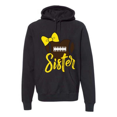 Football Sister Shirts Football Sister Bow Shirts Yellow Gold Premium Hoodie