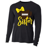 Football Sister Shirts Football Sister Bow Shirts Yellow Gold Cooling Performance Long Sleeve Crew