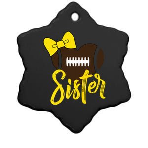 Football Sister Shirts Football Sister Bow Shirts Yellow Gold Ceramic Star Ornament