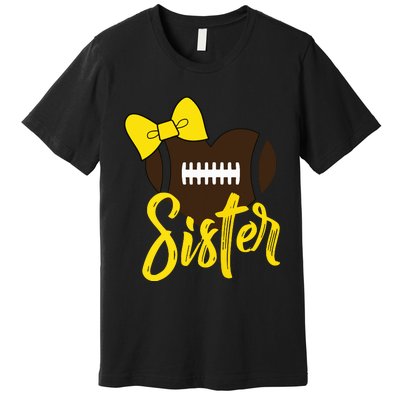 Football Sister Shirts Football Sister Bow Shirts Yellow Gold Premium T-Shirt