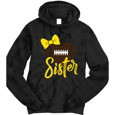 Football Sister Shirts Football Sister Bow Shirts Yellow Gold Tie Dye Hoodie