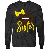 Football Sister Shirts Football Sister Bow Shirts Yellow Gold Tie-Dye Long Sleeve Shirt