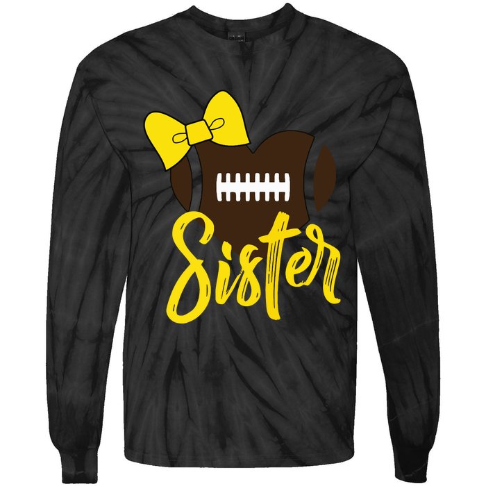 Football Sister Shirts Football Sister Bow Shirts Yellow Gold Tie-Dye Long Sleeve Shirt